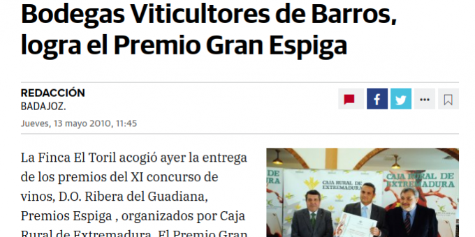 Emperador de Barros, Premio Gran Espiga
